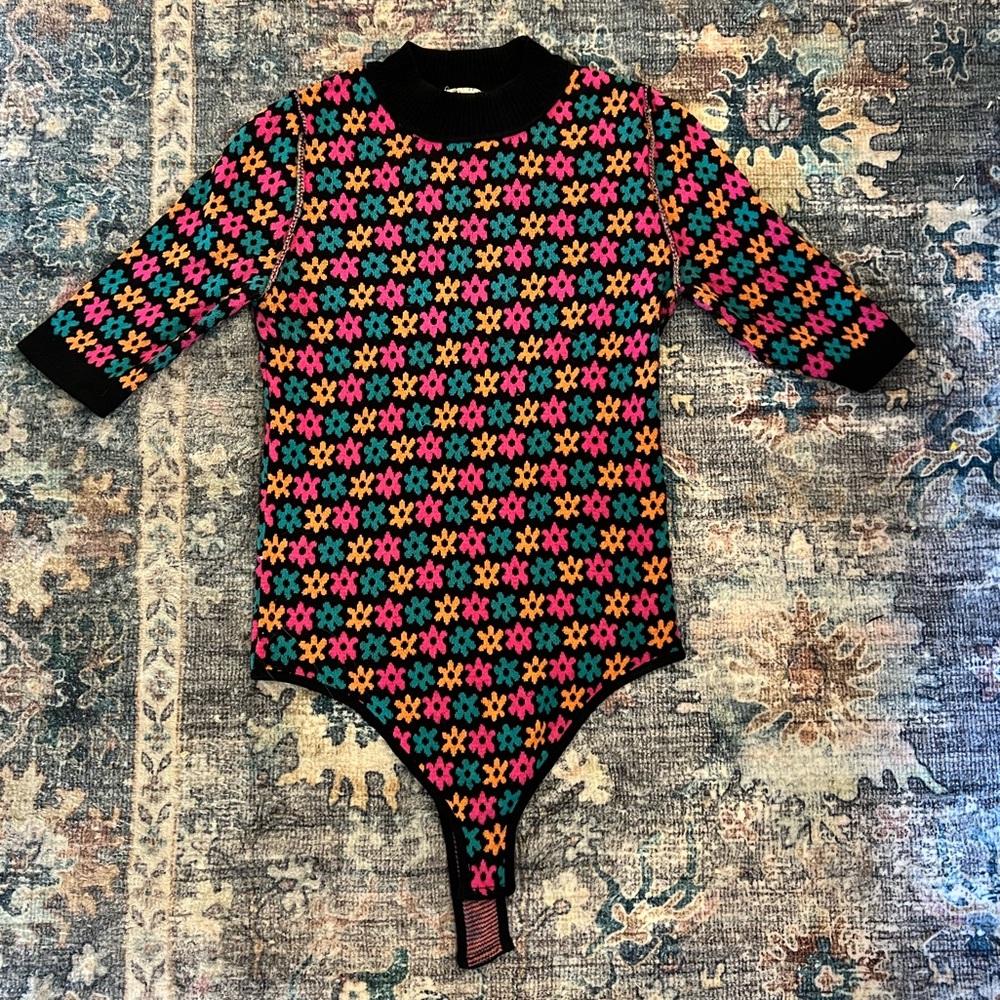 Free people body suit short fleece shirt